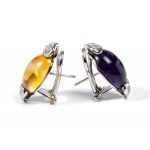 Gold earrings with diamonds and precious stones