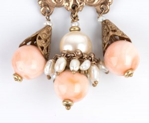 Cerasuolo coral pearl gold pair of drop earrings