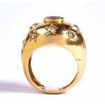 Gold ruby diamond band ring