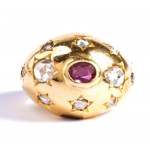 Gold ruby diamond band ring