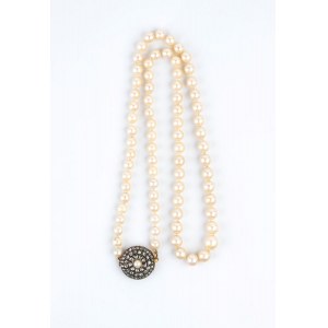 Gold, silver diamaonds pearl necklace
