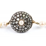 Gold, silver diamaonds pearl necklace