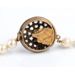 Gold, silver diamaonds pearl necklace
