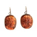 Mediterranean coral cameo earrings