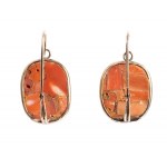 Mediterranean coral cameo earrings