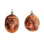 Mediterranean coral cameo earrings