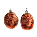 Coral cameo earrings