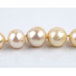 Gold, silver, diamond, emerald long pearl necklace