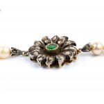 Gold, silver, diamond, emerald long pearl necklace