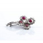 Gold, ruby and diamond flower brooch