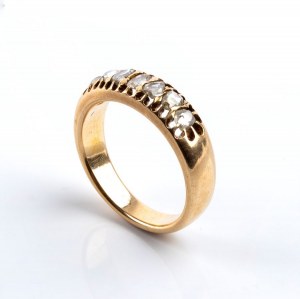 Yellow gold diamond pendant-brooch and ring