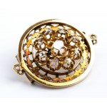 Yellow gold diamond pendant-brooch and ring