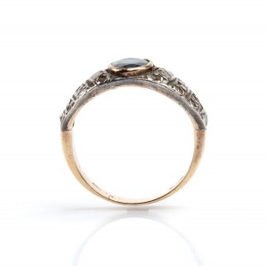 Sapphire diamond gold silver ring