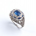 Sapphire diamond platinum ring