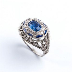 Sapphire diamond platinum ring