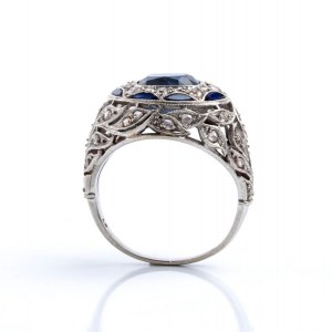 Sapphire diamond platinum ring