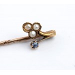 Diamond emerald pearl gold brooch and pin