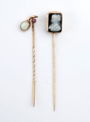 A pair of gold pins