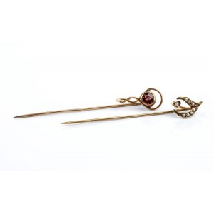 2 pearl garnet gold pins