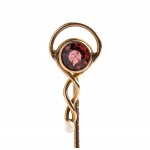 2 pearl garnet gold pins