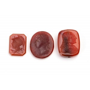 Lot of 3 carnelian carvings