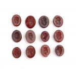Set of 12 carvings in carnelian