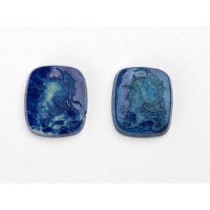 Lot of 2 lapis lazuli and glass paste carvings