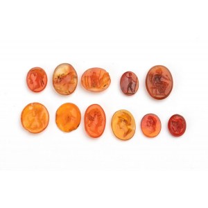 Lot of 11 carvings in carnelian agate