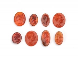 Lot of 8 carnelian carvings