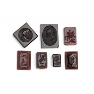 Lot of 7 glass paste carvings