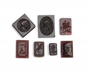 Lot of 7 glass paste carvings