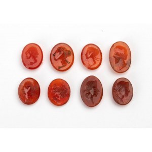 Lot of 8 carvings in carnelian agate
