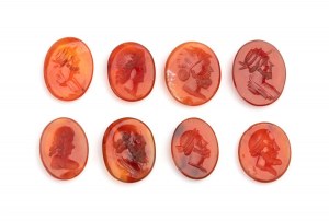 Lot of 8 carnelian carvings