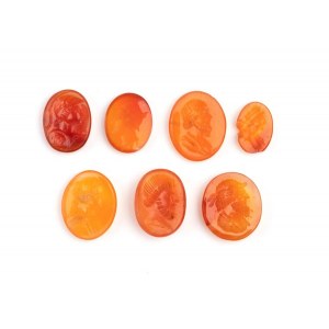 Lot of 7 carvings in carnelian agate