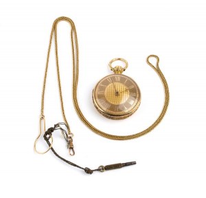 18k gold pocket watch with chain