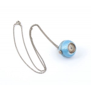 IUVENIA, Art Déco sterling silver and enamel neck watch