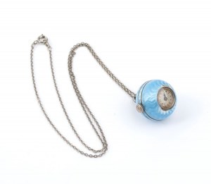 IUVENIA, Art Déco sterling silver and enamel neck watch