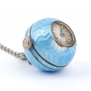 IUVENIA, Art Déco sterling silver and enamel neck watch