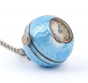 IUVENIA, Art Déco sterling silver and enamel neck watch