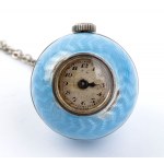 IUVENIA, Art Déco sterling silver and enamel neck watch