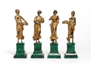 A group of Italian solid silver sculptures depicting the four seasons