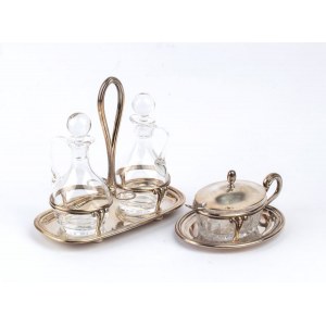 Italian silver and glass vinegar and cheese bowl