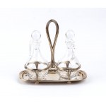 Italian silver and glass vinegar and cheese bowl