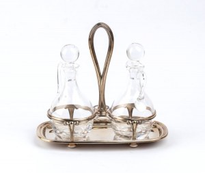 Italian silver and glass vinegar and cheese bowl