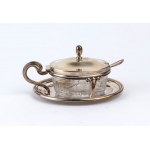 Italian silver and glass vinegar and cheese bowl