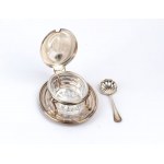 Italian silver and glass vinegar and cheese bowl