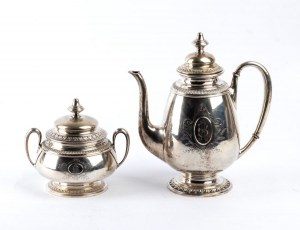 L. Mugnier & C., German silver teapot and sugar bowl
