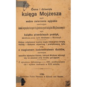 ÓSMA I DZIEWIĄTA KSIĘGA MOJŻESZA, 1910