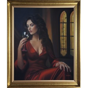 Katarzyna Rekiel, Portret kobiety z kieliszkiem wina, 2024