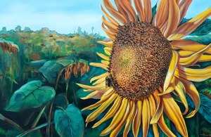 Mila Chyzhavskaya, Sunflowers with Bumblebee, 2025